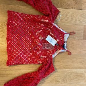Brand new - Red Lace Off the shoulder top